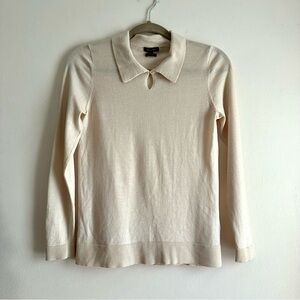 Massimo Dutti • Wool Lyocell Collared Keyhole Sweater‎